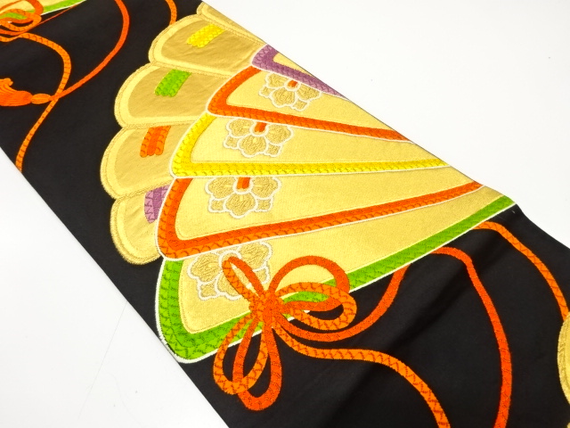 アンティーク　桧扇模様織り出し袋帯（着用可）